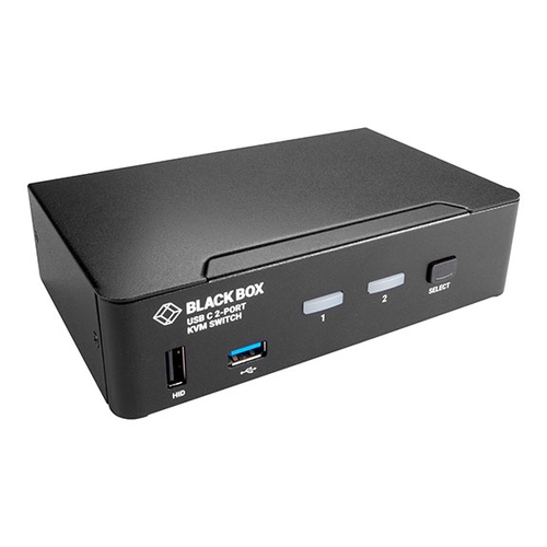 KVMC4K-2P, Desktop KVM Switch, USB-C 4K DisplayPort, 2-Port - Black Box