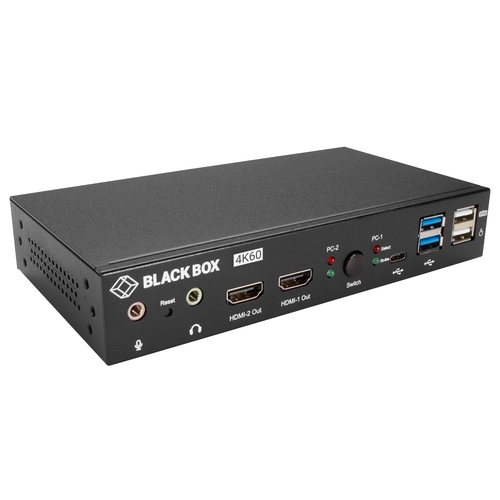 Merchandising Blændende forbi KVD200-2H, KVM Switch - UHD 4K, Dual-Monitor, HDMI/DisplayPort, USB 3.2 Gen  1, USB Type C, Audio, 2-Port - Black Box